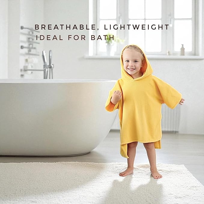 Hooded Poncho Towel for Toddler Boy & Girl - 100% Soft Organic Cotton, Absorbent, Breathable, Lightweight. Ideal for Bath, Pool, Beach Size 2-3T (Soft Lilac, 2-3T)