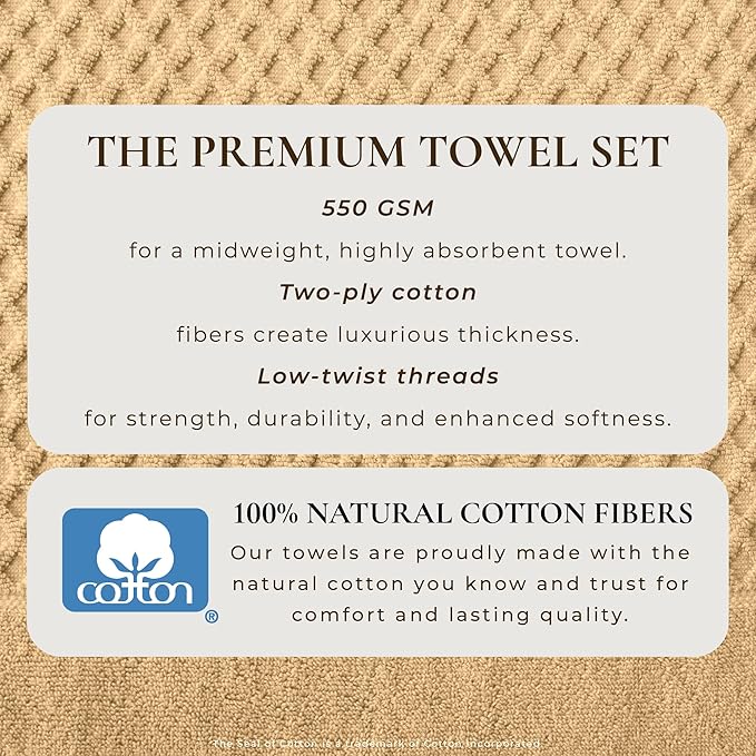 Great Bay Home Bath Towels - 100% Cotton 4 Pack 54x27 Bath Towel Set - Absorbent, Durable, Quick-Dry Towels for Bathroom (Sand)