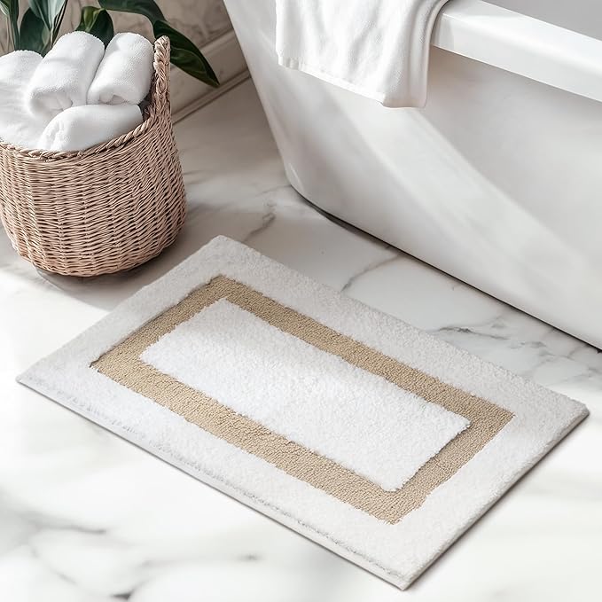 GRANNY SAYS Microfiber Bathroom Rugs Non Slip Washable, Water Absorbent Bathroom Mats for Tub, Soft Bath Mats for Bath Floor & Shower, Bath Rug, 20" x 32", Khaki Bath Rugs