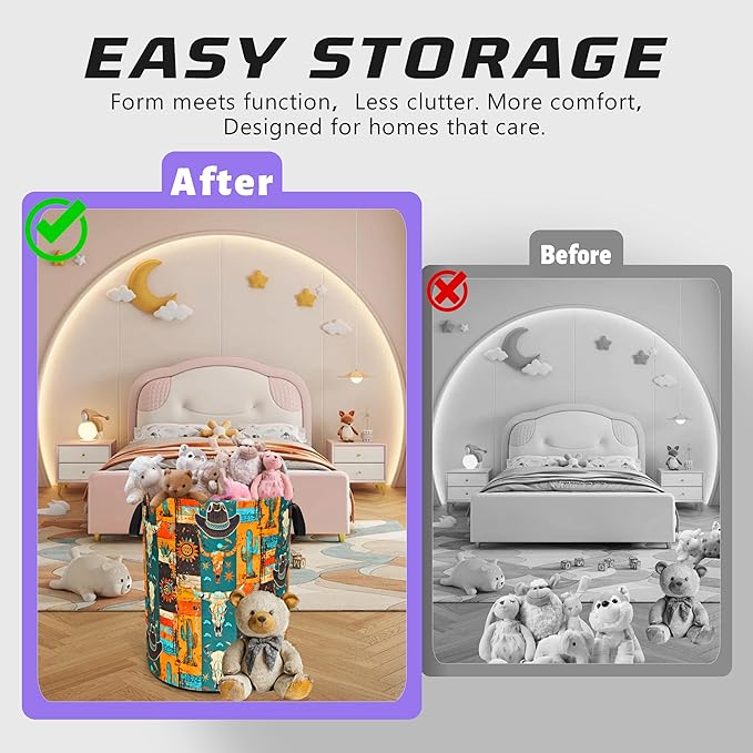 Western Cattle Skull Laundry Basket Cow Oxford Cloth Laundry Hamper Funny With Handle Foldable Portable Clothes Storage Basket 18.9 X 16.5 Storage Bag For Laundry Room/Bathroom/Bedroom/Dormitories