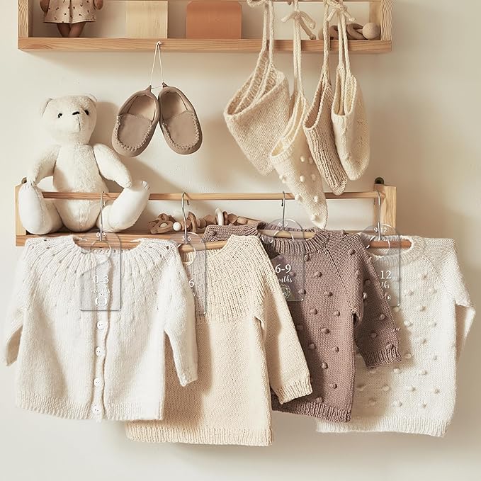 Whaline 7 Pcs Baby Closet Size Dividers Animal Clear Acrylic Hanger Clothes Organizers Newborn to 24 Month Thicken Infant Wardrobe Separators for Home Nursery Baby Clothes