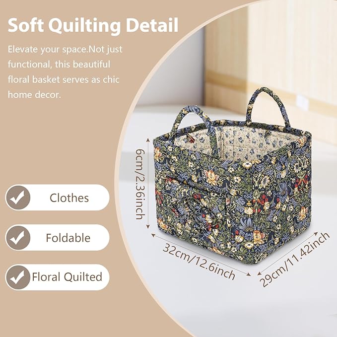 Fabric Storage Basket 2 Pack,Large and Mini Boho Laundry Nursery Hamper Portable Folding Organizer for Car Bedroom