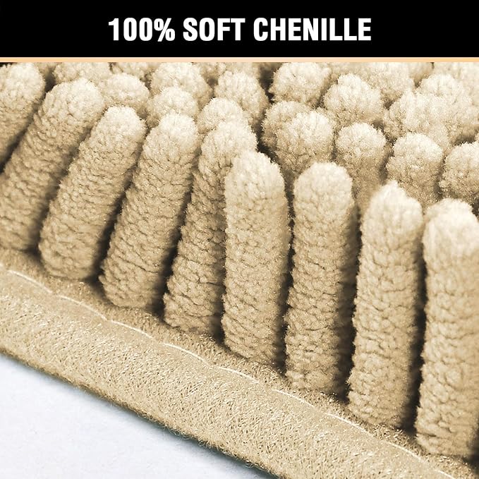 H.VERSAILTEX Bath Mat for Bathroom Non Slip Luxury Chenille Ultra Soft Bath Rugs 24x36 Absorbent Non Skid Shaggy Rugs Washable Dry Fast Plush Area Carpet Mats for Indoor, Bath Room, Tub - Beige
