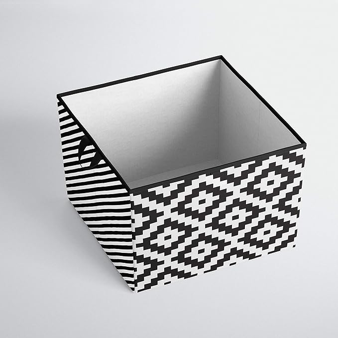 Bacati - Large Storage Tote Aztec Love Black Neutral 14 x 14 x 10 inches
