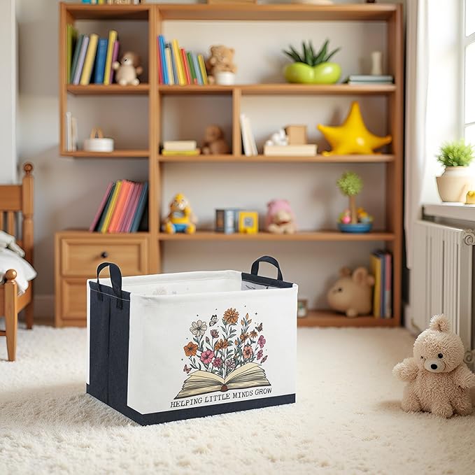HIYAGON Rectangular Book Basket Kids Storage Basket Empty Baby Girl Basket Bin Organizer Box Room Decor(Books)