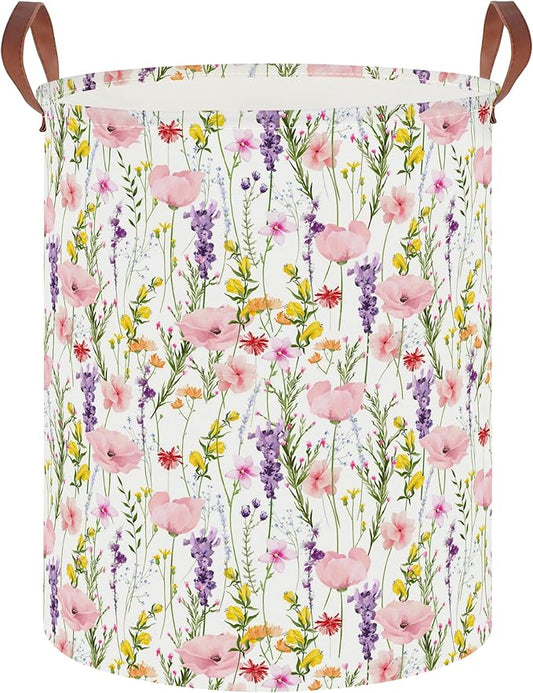 19.7" Laundry Basket,Dirty Clothes Hamper,Waterproof Storage Bin,Room Decor,Gift Baskets,Nursery Hamper(Flowering Shrubs)