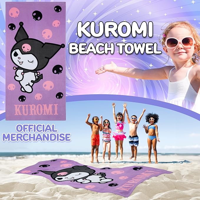 Hello Kitty Towel for Kids Teenagers Women Quick Dry Towel for Pool Beach Bath Swimming Trips Travel Essentials 55x28” (Purple, 55 x 28inch)