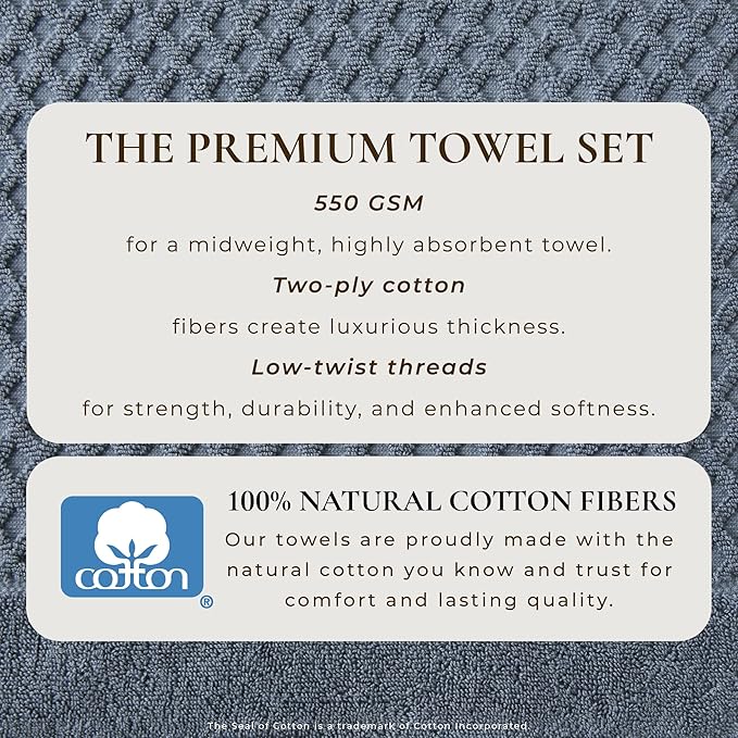 Great Bay Home Oversized Bath Sheets - 100% Cotton 2 Pack 68x35 Extra Large Towel - Absorbent, Durable, Quick-Dry Towels for Bathroom (Blue)