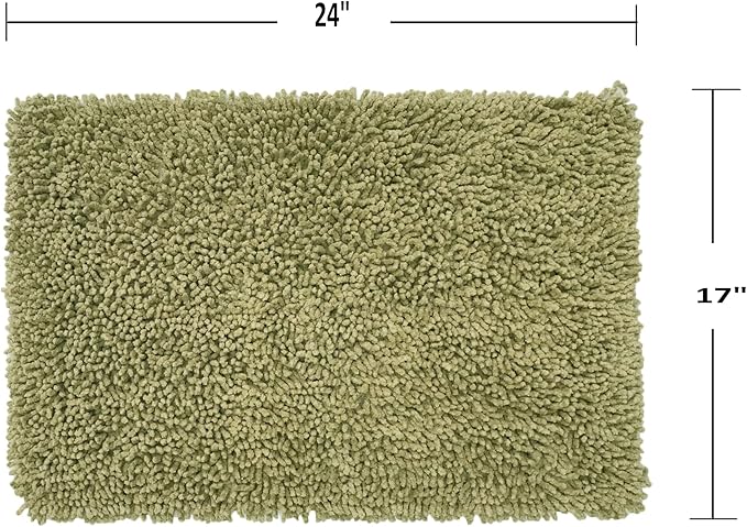 Home Weavers Fantasia Bath Rug 100% Cotton Bathroom Rugs Set, Washable Rug, Soft Cotton Extra Soft and Absorbent Bath Rug, Kitchen Mat, Bath Mat Set, Bath Floor Mat Non Slip, 17"x24" Rectangle, Sage
