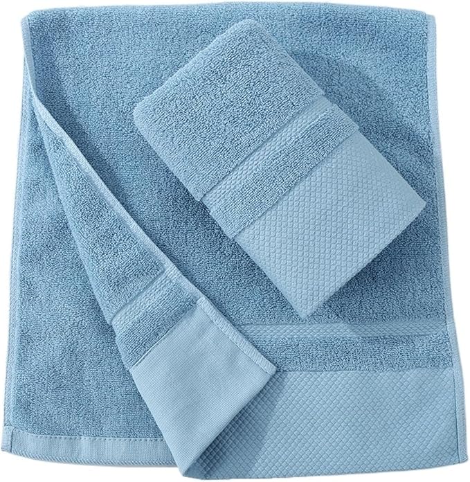 3 Pack Cotton Towels, Thick 40s Yarn Face Bath Towels, Absorbent & Soft for Home(Blue)