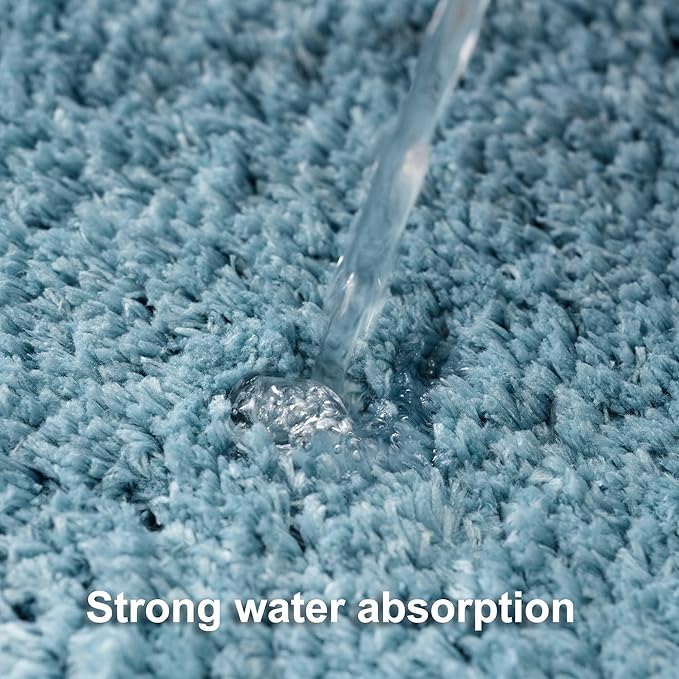 3 Pieces Luxury Bathroom Rug Set with U-Shaped Toilet Rug, Non-Slip Rubber Bottom, Thick Microfiber Fluffy Plush, Water absorption, Quick Dry, Ultra Soft, Bath Mats for Bathroom, Tub(Lake Blue)