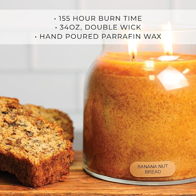 A Cheerful Giver - Banana Nut Bread - 34oz Papa Scented Candle Jar with Lid - Keepers of the Light - 155 Hours of Burn Time, Gift for Women, Brown