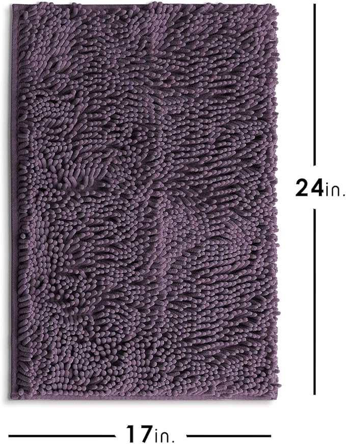 Hearth & Harbor Bathroom Rugs, Chenille Bath Mat - Machine Washable Bath Mats for Bathroom Non-Slip Backing Rubber, Quick Dry Bathroom Mat
