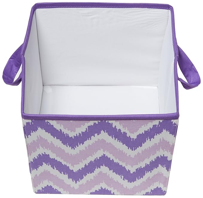 Bacati - Small Storage Tote Mix N Match Ikat Chevron/Dots Purple10 x 10 x 10 inches