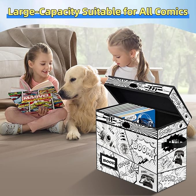Collection Comic Book Storage Boxes, Protector Organizer 15.8" X 7.8" X 11.8" Collapsible Short Box Holds 160-180 Comic Book Heavy Duty Bin Container Holder Shelf