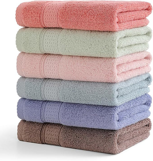 6 Pack Hand Towel Set, 16 by 25 inches, 100% Cotton Ultra Soft and Highly Absorbent, Quick Drying, for Hotels, Spa, Bathroom