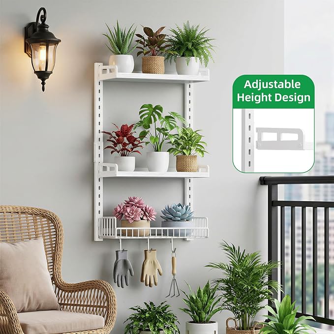 3 Tier Bathroom Shelves Over Toilet - Wall Mounted Floating Shelves with Drain Basket, Toilet Paper Storage, Height Adjustable Over The Toilet Storage, Pure White