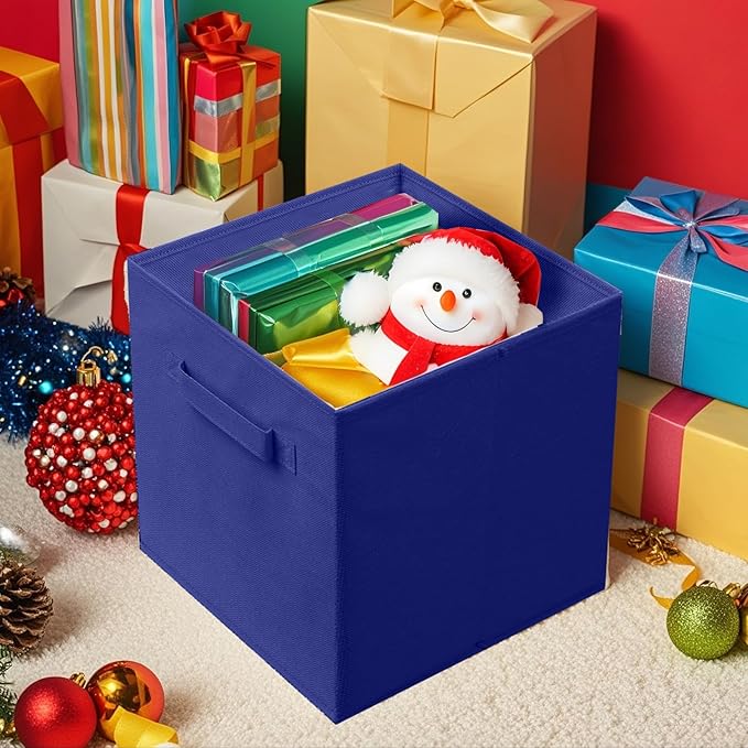 ShellKingdom Storage Bins, Foldable Fabric Storage Cubes and Cloth Organizer Drawer for Closet and Toys, 6 Pack (Dark Blue)