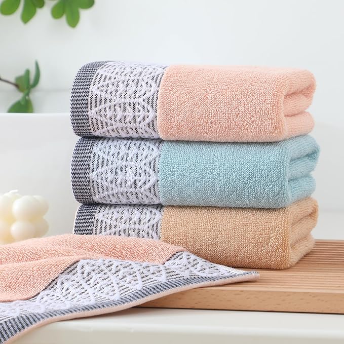 2 Pack Decorative Hand Towels, Leaf Design Cotton, Soft Absorbent Quick-Drying for Bathroom, Kitchen Decor, 13 x 30 Inches (Beige - 2 Pack)