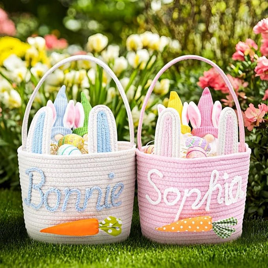 Personalized Easter Basket for Kids, Custom Name Easter Bunny Basket, Baby Name Gift