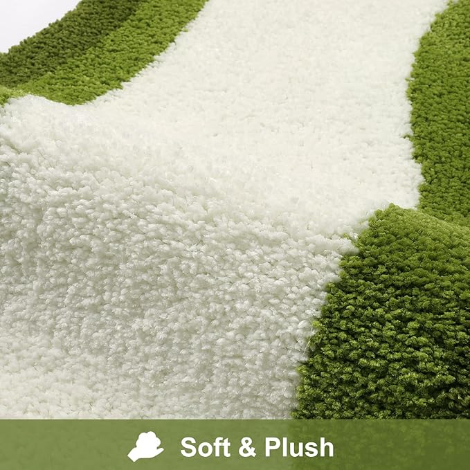 HAOCOO Green Bath Rug 20x31 inch, Soft Non Slip Gradient Irregular Shape Rug for Bathroom Decor, Microfiber Absorbent Washable Shower Rug Tub Shower