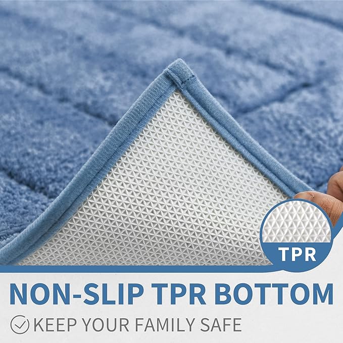 GRANNY SAYS Blue Bathroom Rugs Non Slip, 20" x 32", Bath Rugs for Bath, Bathroom Rugs Washable，Absorbent Bath Mats for Bath Floor, Shower Microfiber Bath Mat for Tub