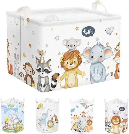 Clastyle Cute Animals Baby Laundry Hamper Kid Storage Basket Boy Girl Gift Toy Box Collapsible Large Clothes Organizer Nursery Bin for Bedroom, Star, 40 * 30 * 30 cm