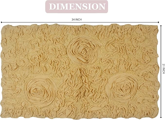 Home Weavers Bell Flower Collection 100% Cotton Tufted Bath Rugs, Extra Soft and Absorbent Bath Rugs, Non-Slip Bath Mats, Machine Washable, Bath Mats for Bathroom Floor, 21"x34" Rectangle, Yellow