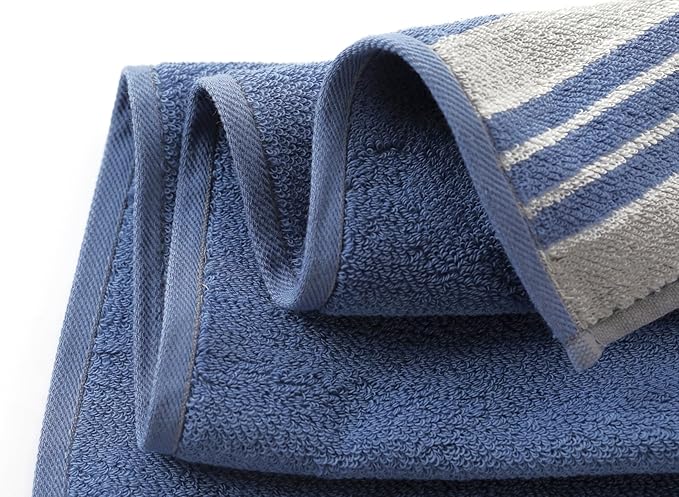Hand Towels for Bathroom - 14x30 inches, Soft, 100% Cotton, Light-Weight, Blue, Set of 4