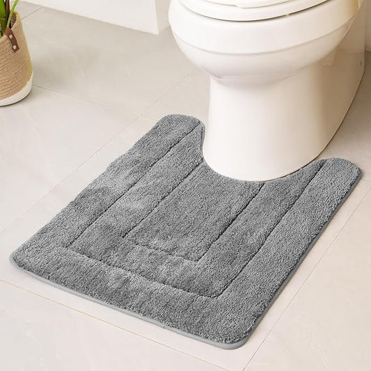 GRANNY SAYS Bathroom Toilet Rugs U Shaped, Bath Mats for Bath, Bathroom Rugs Non Slip Washable, Absorbent Microfiber Toilet Mat, Soft Plush Shaggy Bath Carpet, 20" x 24", Deep Gray