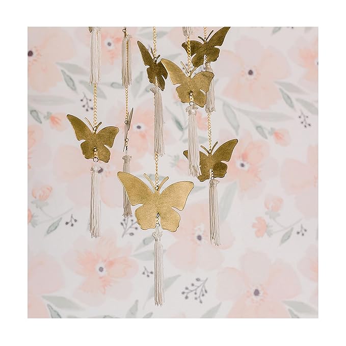 Crane Baby Handcrafted Brass Ceiling Hanging for Nursery, Butterfly Nursery Decor for Girl, 6"x 6" x 36", Baby Girl Nursery Decor, Butterfly Decoratioin