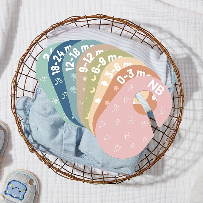 Baby Closet Dividers, Baby Clothes Dividers for Closet, Clothes Organizer for Nursery Closets Decor, Divider Hangers for Sorting 8 Sizes from Newborn to 12+ Months