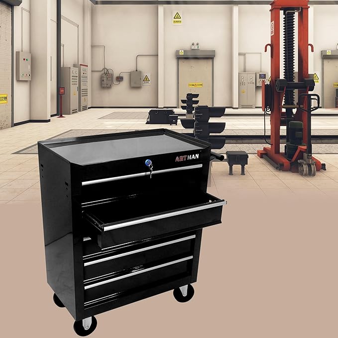 5 Drawers Rolling Tool Chest Cart ,24.2*12.9*29.9"Tool Storage Cabinet With 4 Wheels.Portable Tool Cabinet Trolley With Locking System and Drawer Liners.Tool Storage Cart for Garage,Workshop