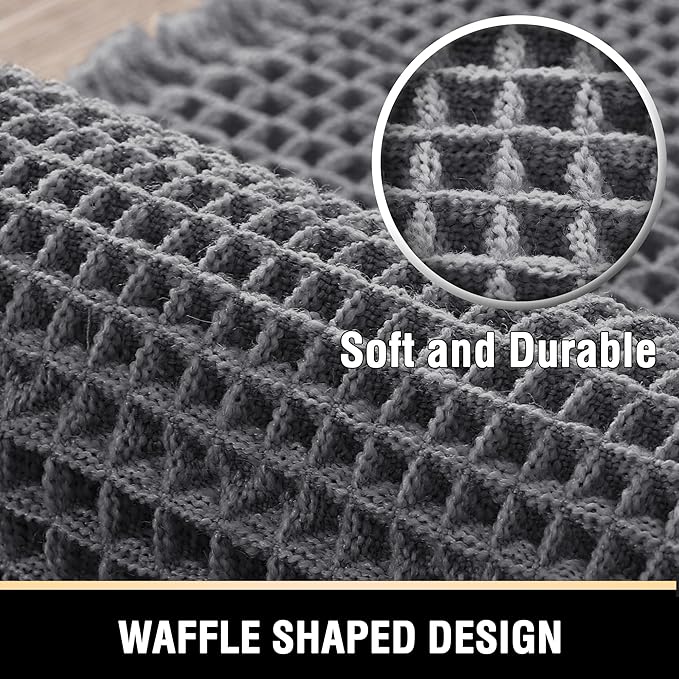 H.VERSAILTEX Upgraded Waffle Bath Mat Super Absorbent Non Slip Bath Rugs for Beside Tub, 17" x 24", Grey