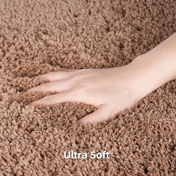 3 Pieces Luxury Bathroom Rug Set with U-Shaped Toilet Rug, Non-Slip Rubber Bottom, Thick Microfiber Fluffy Plush, Water absorption, Quick Dry, Ultra Soft, Bath Mats for Bathroom, Tub(Champagne)