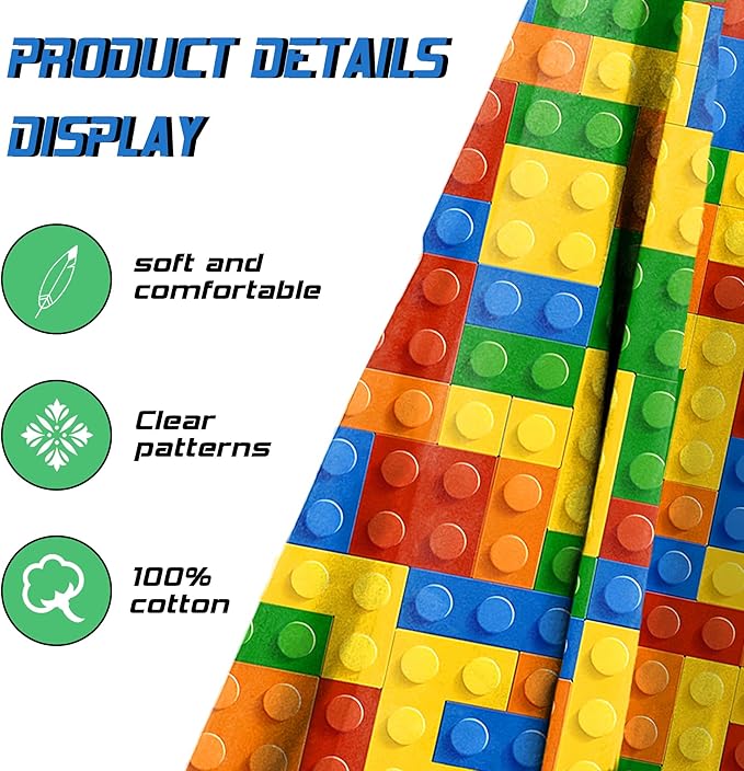 Hooded Towels for Kids -Toddler Beach Towel- Super Absorbent & Quick Dry 100% Cotton 35x60 Inch - to Kid Ages 3-12-Building Block Swim Towels