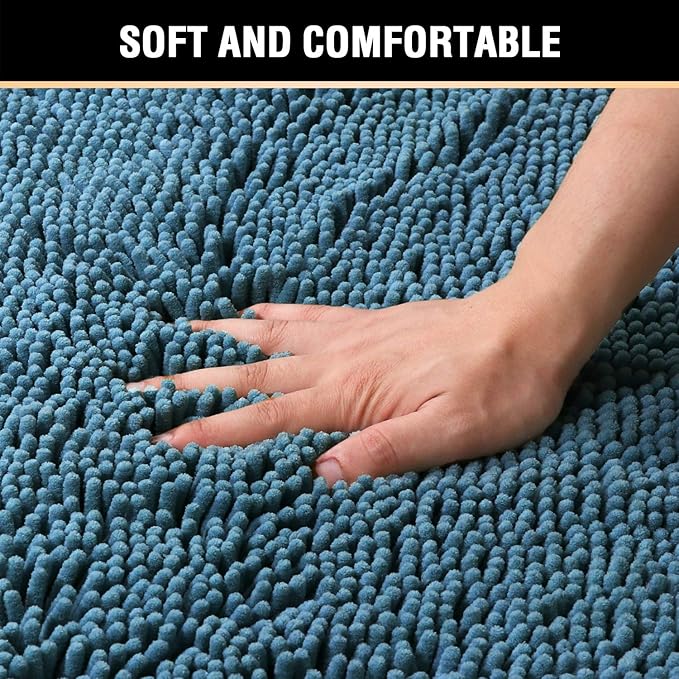 H.VERSAILTEX Bath Mat for Bathroom Non Slip Luxury Chenille Ultra Soft Bath Rugs 24x36 Absorbent Non Skid Shaggy Rugs Washable Dry Fast Plush Area Carpet Mats for Indoor, Bath Room, Tub - Dark Teal