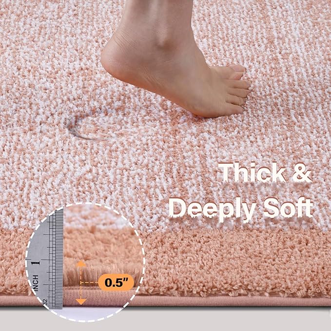 48x24 Long Bathroom Rugs Washable Non Slip, Pink Bath Mat for Bathroom Floor Tub, Soft Absorbent Quick Dry Mats for Shower, Bathtub,Home Decor
