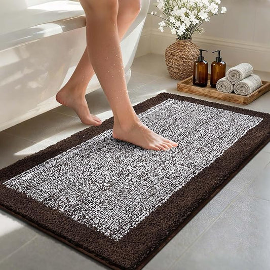 48x24 Long Bathroom Rugs Washable Non Slip, Brown Bath Mat for Bathroom Floor Tub, Soft Absorbent Quick Dry Mats for Shower,Bathtub,Home Decor