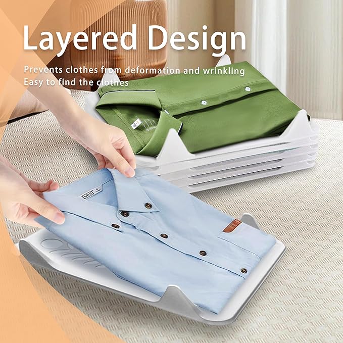 Shirt Folder Board, 10 PCS Clothes Folding Board, Stackable Shirt Organizer for Closet Storage Pants Shorts (14.5"Lx11.2"Wx2.2"H)
