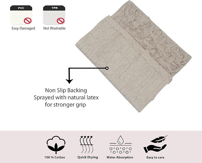Home Weavers Bell Flower Collection 100% Cotton Tufted Bath Rugs, Extra Soft and Absorbent Bath Rugs, Non-Slip Bath Mats, Machine Washable, Bath Mats for Bathroom Floor, 17"x30" Slice Rug, Linen