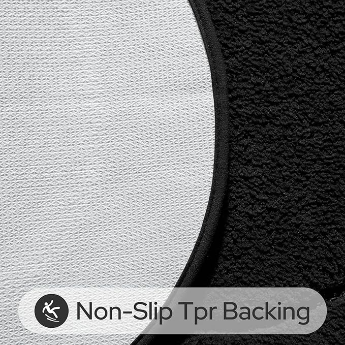 HOMEIDEAS Bathroom Rugs Sets 2 Piece, Small Bathroom Rugs, Soft, Absorbent Microfiber Mats, Machine Washable Bath Mats for Shower Room, Bathtub, Kitchen (20" x 32" + 16" x 24", Black)