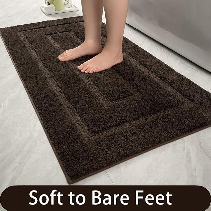 HOMORE Bathroom Rug 24x48 Inch Soft Absorbent Microfiber Bathroom Runner Rug, Washable Bath Runners Rugs for Bathrooms Non Slip Bath Rugs for Shower Tub,Brown