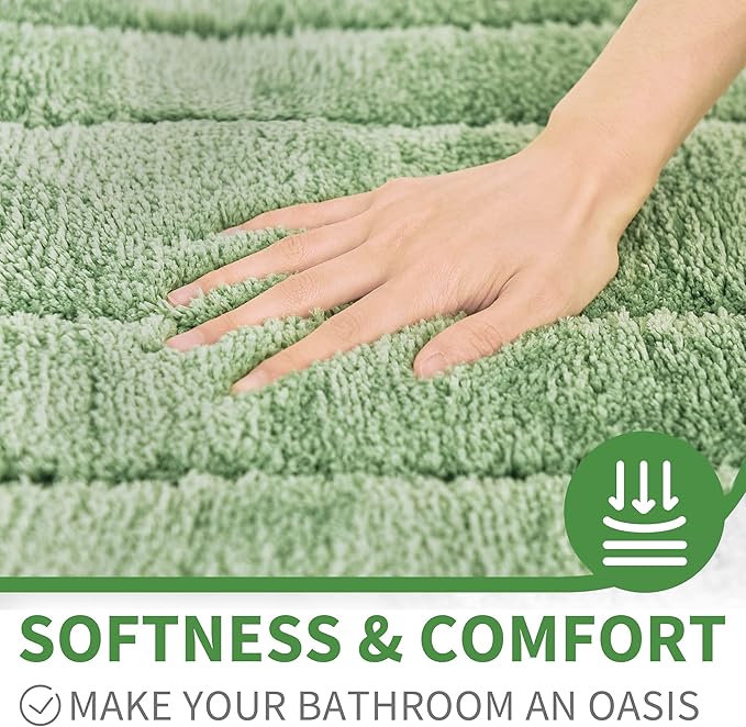 GRANNY SAYS Sage Green Bathroom Rugs Non Slip, 20" x 32", Bathroom Rugs Washable，Bath Rugs for Bath，Bath Mats for Bath Floor, Microfiber Bath Mat for Tub, Absorbent Shower Rug