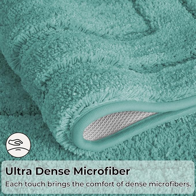 GRANNY SAYS Bathroom Rugs Sets 2 Piece, Soft Absorbent Microfiber Bath Mats for Bathroom Non Slip Washable, U-Shaped Toilet Bath Rugs for Tub Shower (Teal, 16" x 24" + 20" x 32")