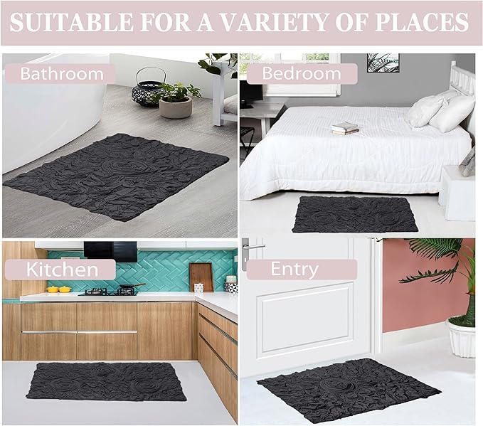 Home Weavers Bell Flower Collection 100% Cotton Tufted Bath Rugs, Extra Soft and Absorbent Bath Rugs, Non-Slip Bath Mats, Machine Washable, Bath Mats for Bathroom Floor and Tub, 30" Round, Gray