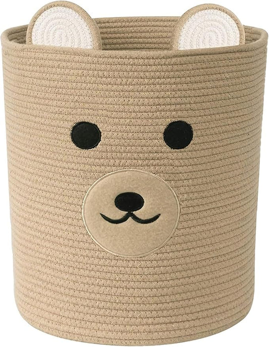 Bear Basket for Nursery, Baby Baskets for Storage, Baby Shower Baskets, Laundry Basket, Storage Hamper for Children Kids Toy Plant Indoor Corner (Light Brown)