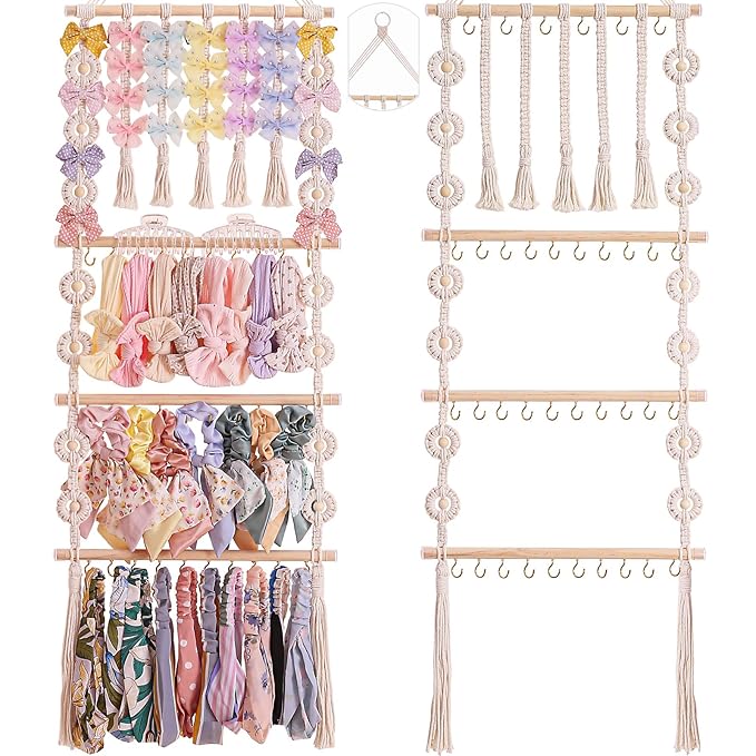 Bow Organizer for Girls, Claw Clip Organizer, Bow Hanger for Girls, Baby Girl Nursery Decor, Toddler Hair Accessory Headband Holder for Baby Girl