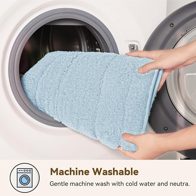 GRANNY SAYS Bathroom Rugs Non Slip, 16" x 24", Bath Rugs for Bathroom Washable, Bath Mats for Floor, Microfiber Bath Mat for Tub, Absorbent Bath Rugs for Shower Room, Pearl White