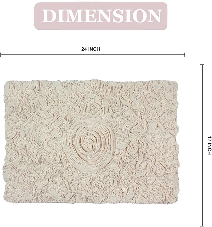 Home Weavers Bell Flower Collection 100% Cotton Tufted Bath Rugs, Extra Soft and Absorbent Bath Rugs, Non-Slip Bath Mats, Machine Washable, Bath Mats for Bathroom Floor, 17"x24" Rectangle, Ivory